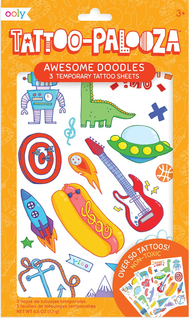 OOLY Tattoo-Palooza Awesome Doodles Temporary Tattoo Set